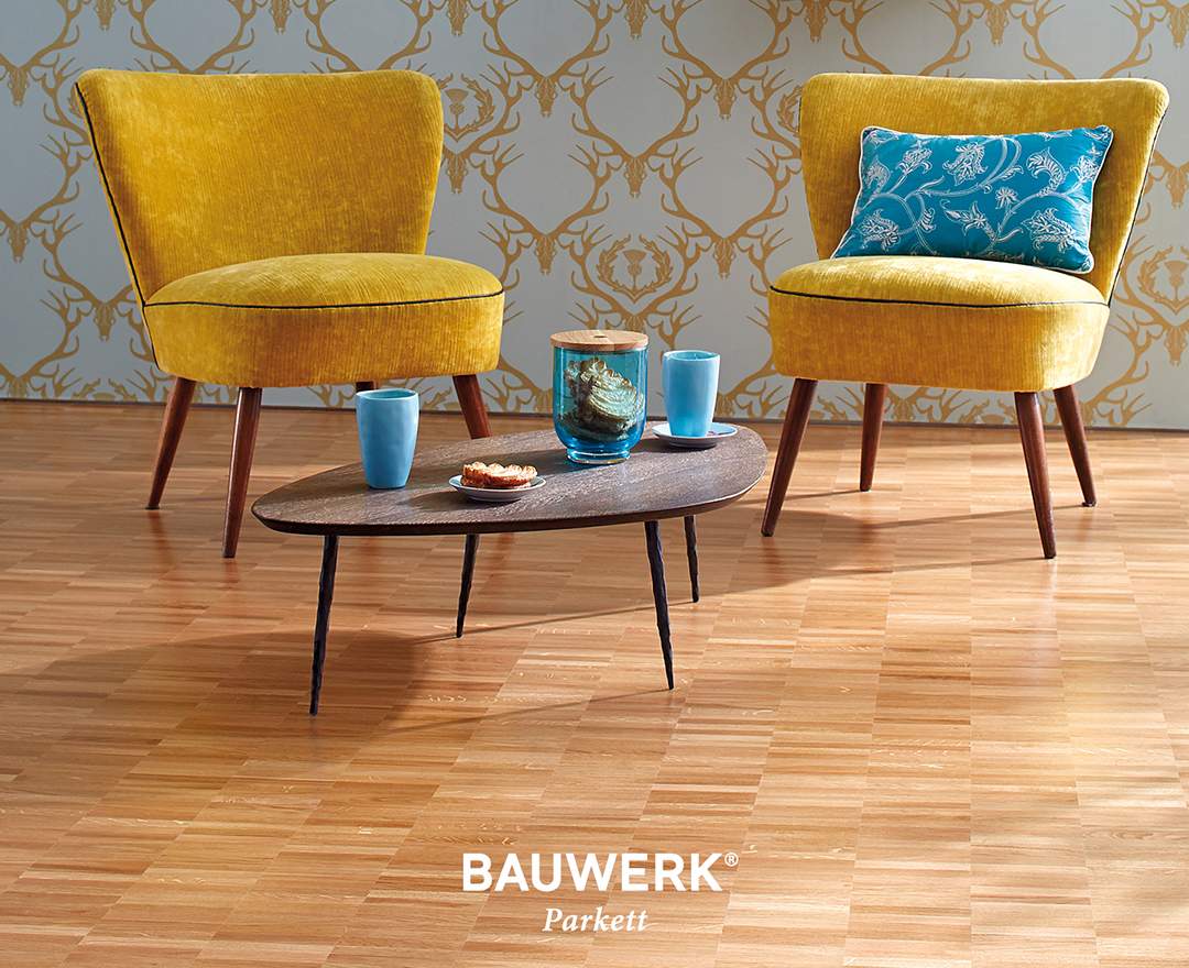 Bauwerk Parkett Massivparkett 8mm Stärke in Eiche als Parallelmuster