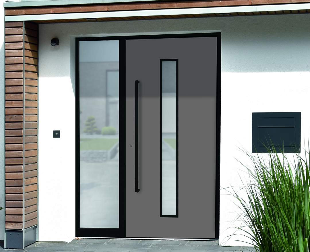 KLAUKE ALUMINIUM-HAUSTÜR mit Schwarzstahl-Rahmen KLAUKE ALUMINIUM-HAUSTÜR mit Schwarzstahl-Rahmen