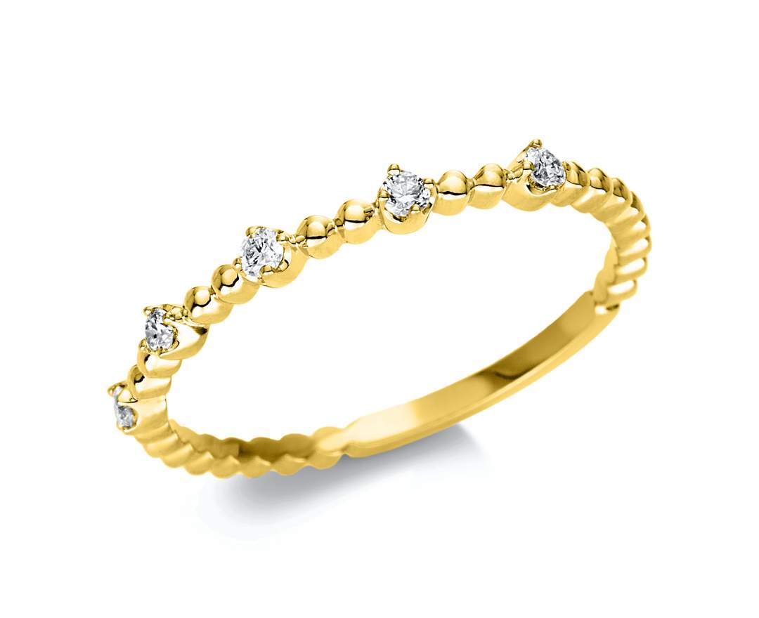 Linschmann - Schmuckring mit 5 Brillanten 0,11ct. 750/- Gelbgold Weite 54 Memoirering Steckring