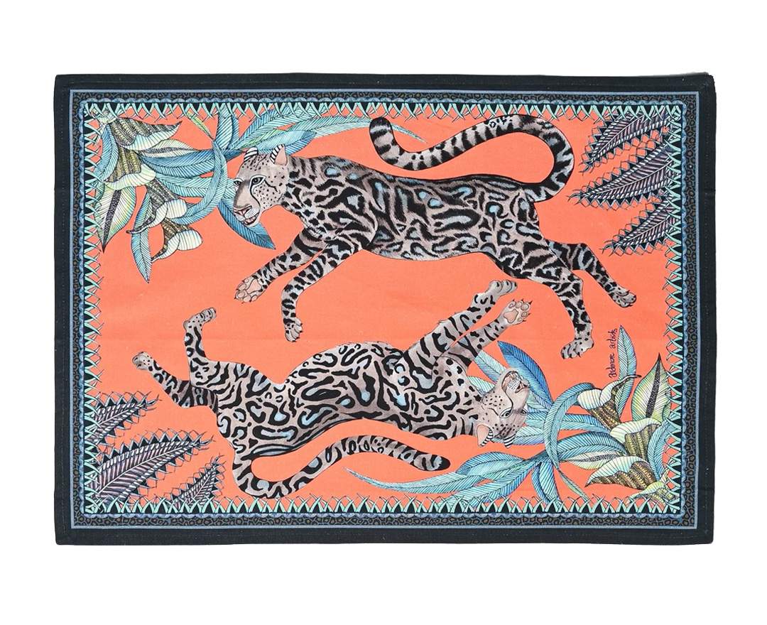 Ardmore - Ardmore, Geschirrtuch Cheetah Kings Coral , Südafrika, 50x70cm