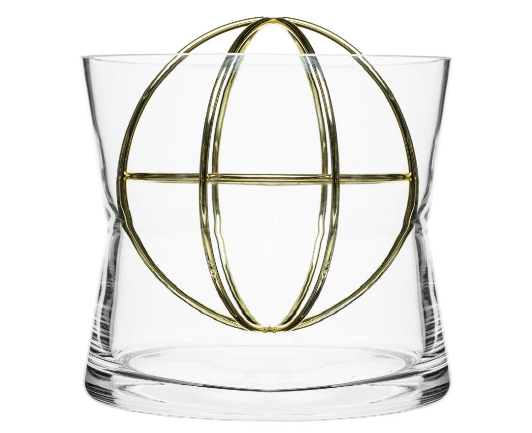 Born in Sweden Vase Sphere L mit Goldkugel
