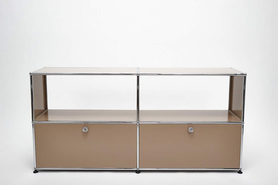 USM Haller - Sideboard mit 2 Schubladen und 2 offenen Fächern beige