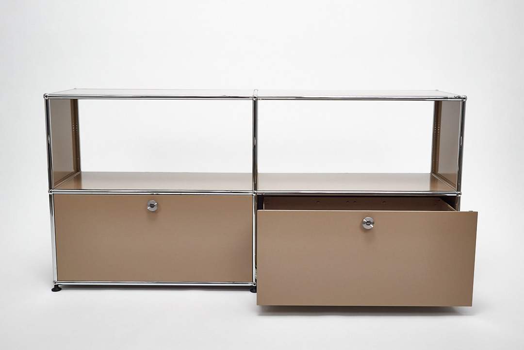 USM Haller - Sideboard mit 2 Schubladen und 2 offenen Fächern beige
