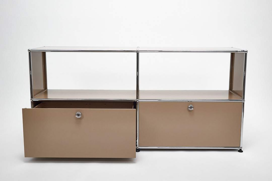 USM Haller - Sideboard mit 2 Schubladen und 2 offenen Fächern beige