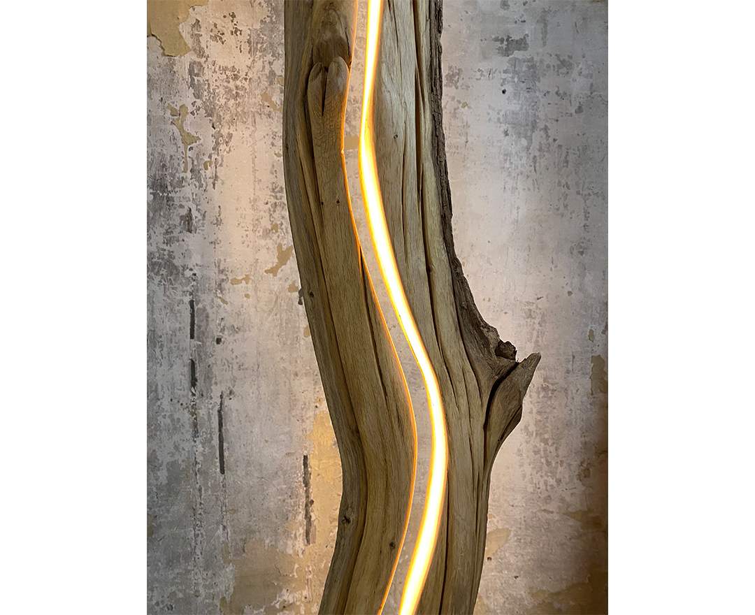 Astwerk Lichtkunst - Stehleuchte aus Holz (mit Horn und Rücken)