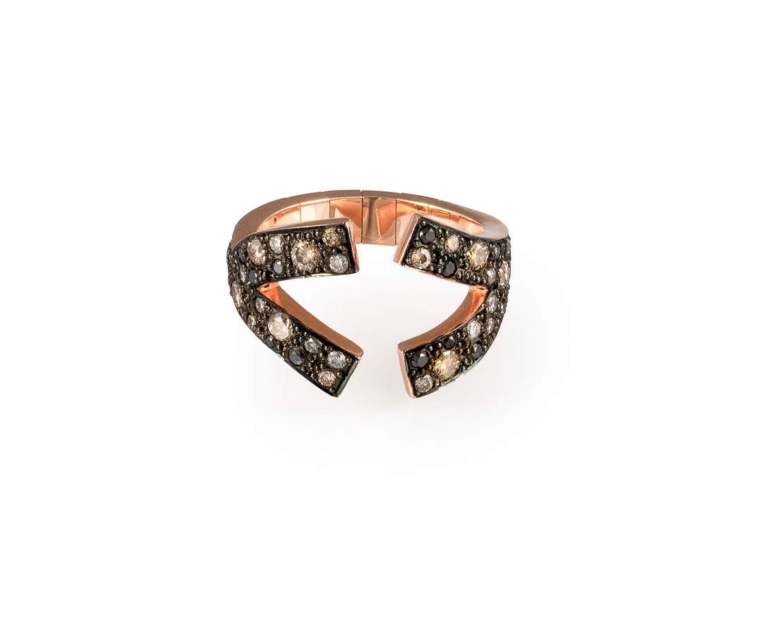 YORK Jewellery Y-Flex Ring Black & Champagne Melange