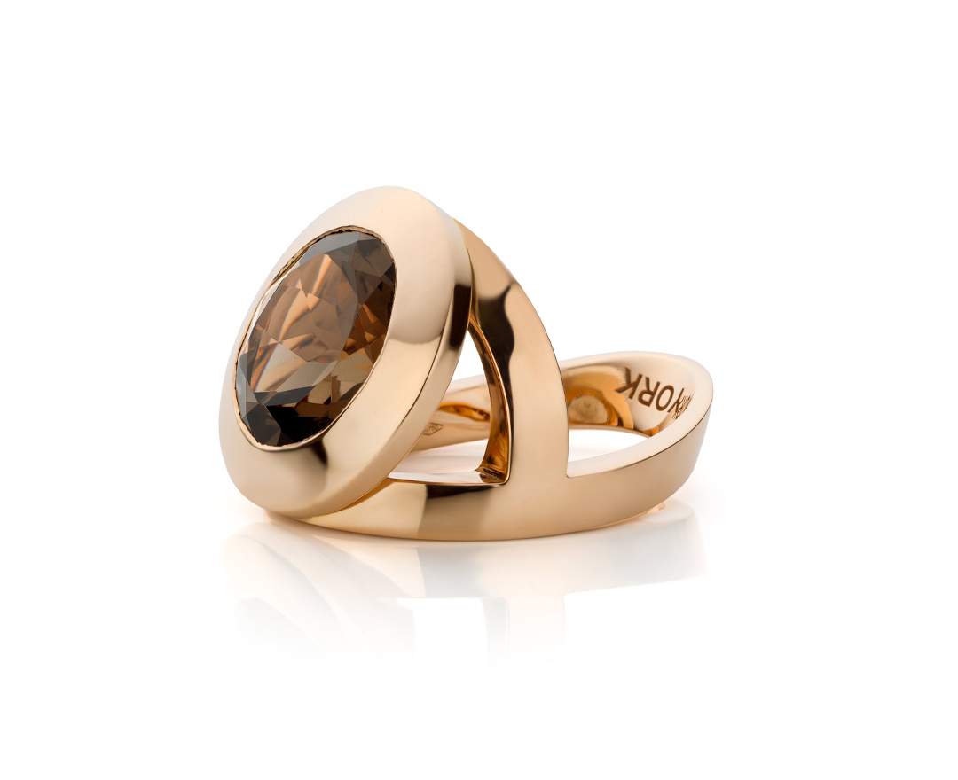 YORK Jewellery - Y-Ring Baroness Smoky Quartz & Gold