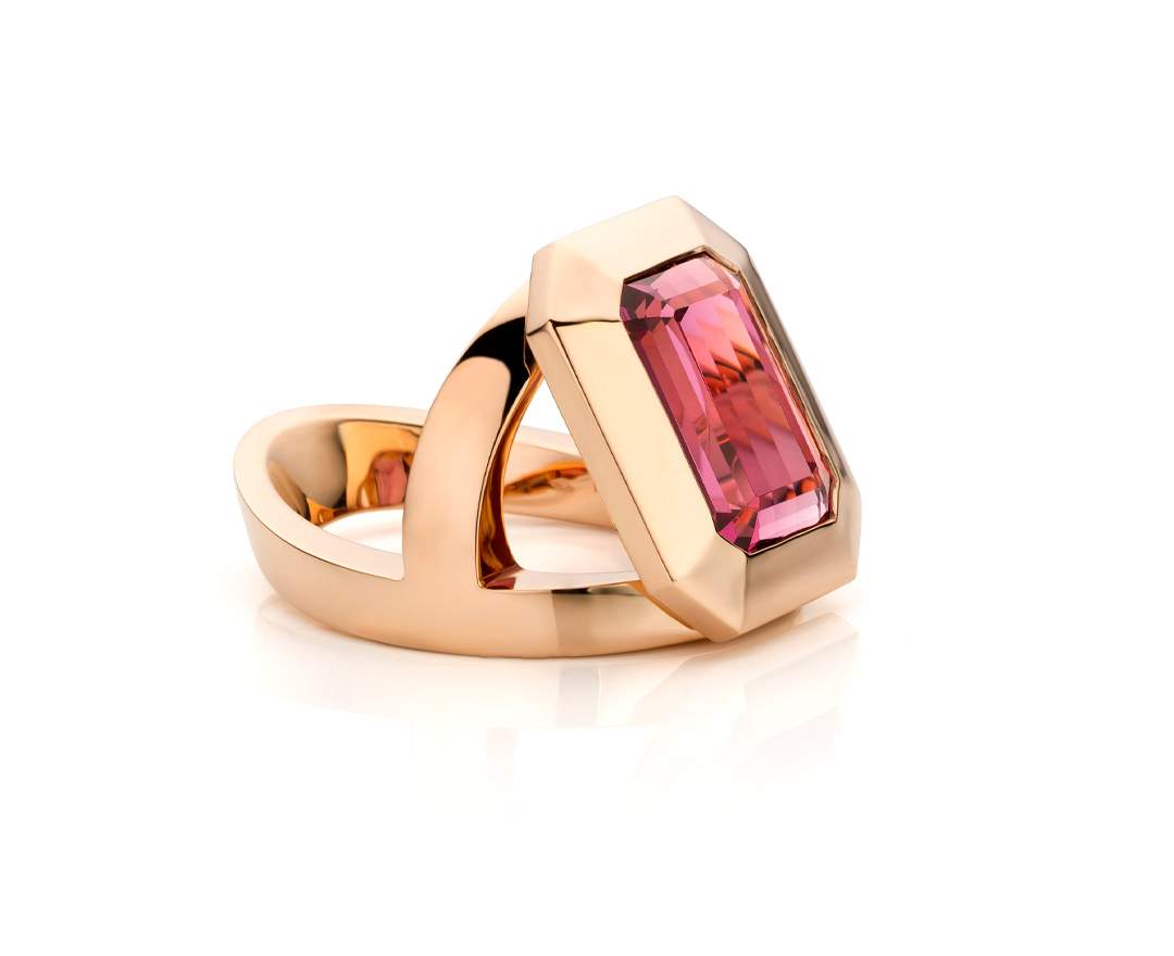 YORK Jewellery Y-Ring Countess Pink Tourmaline & Rose Gold