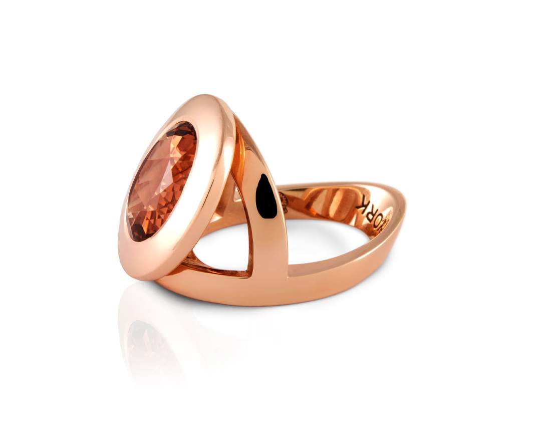YORK Jewellery Y-Ring Countess Brown Tourmaline & Rose Gold