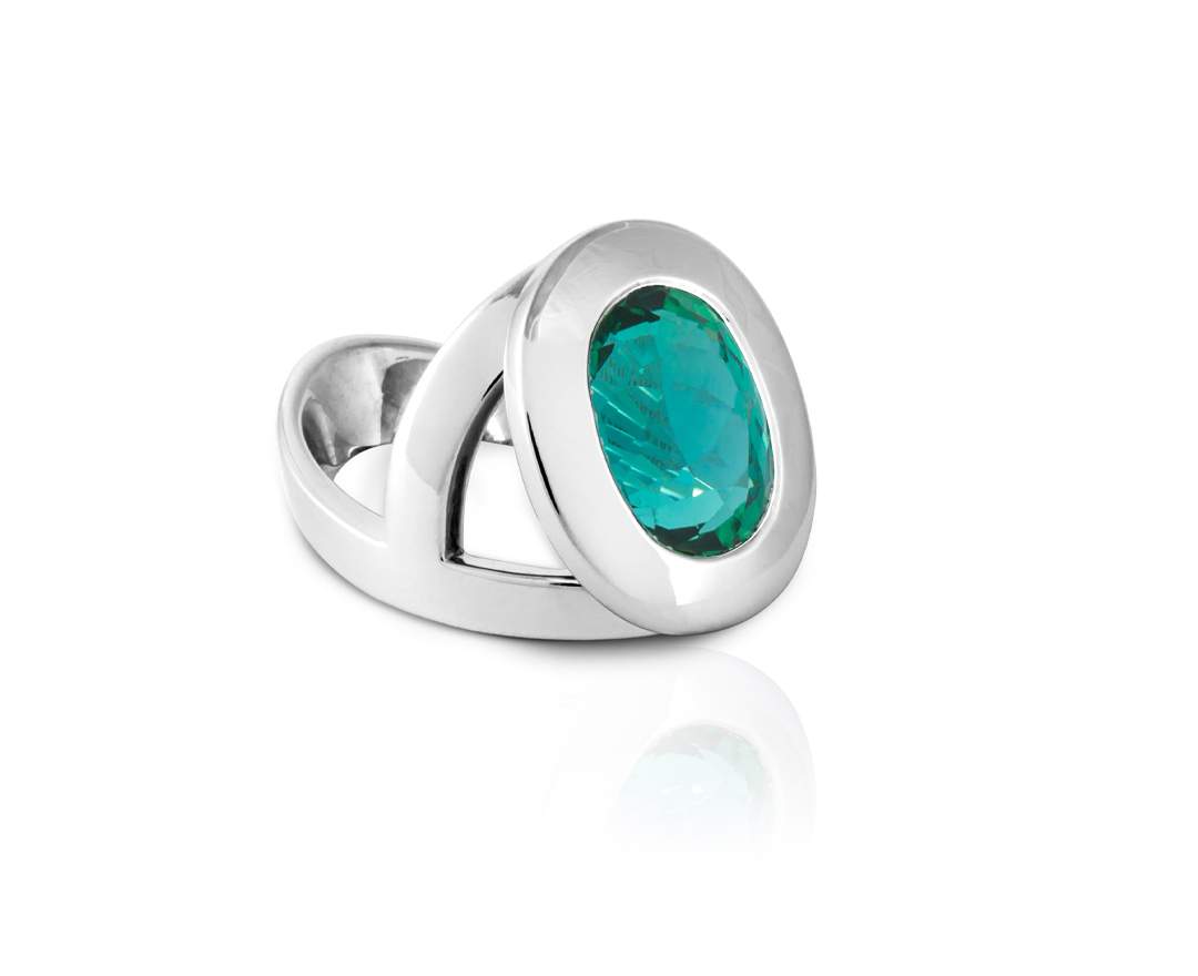 YORK Jewellery Y-Ring Countess Blue Green Tourmaline & White Gold