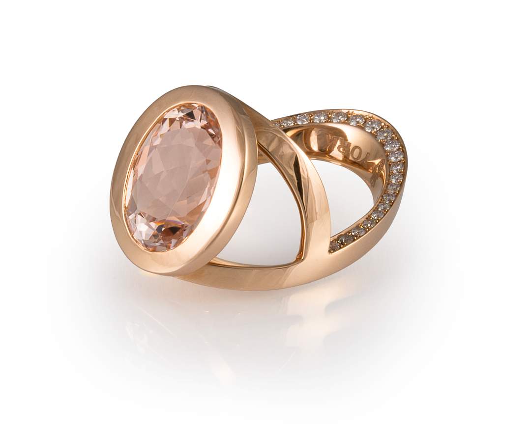 YORK Jewellery Y-Ring Princess Morganite & White Diamond