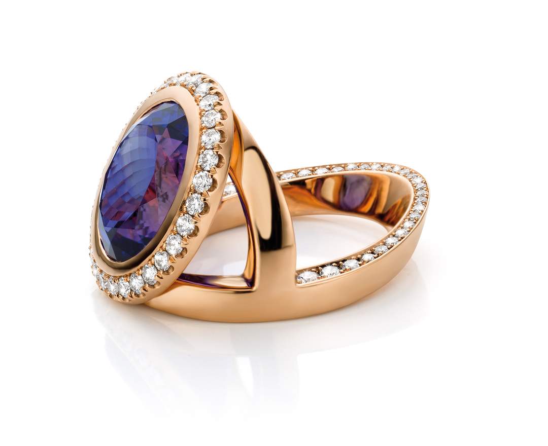 YORK Jewellery Y-Ring Princess Tanzanite & Diamond