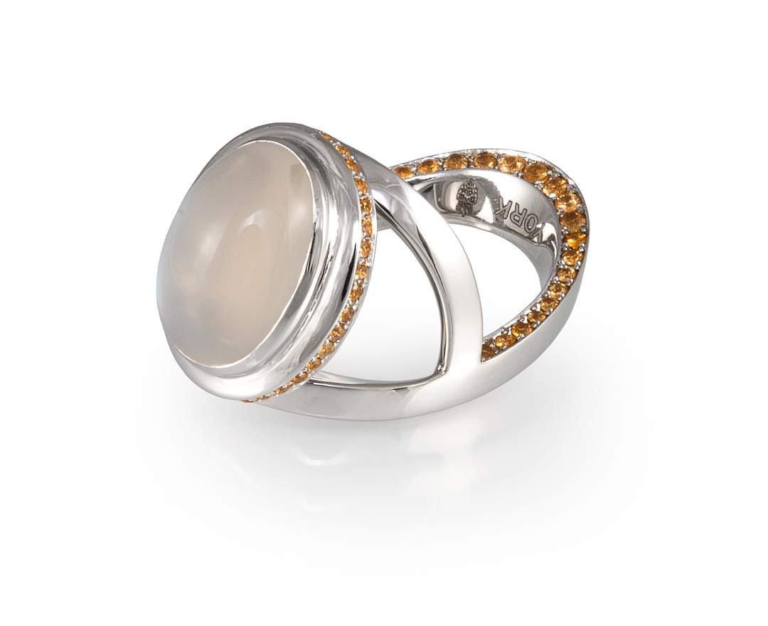 YORK Jewellery Y-Ring Princess Moonstone & Mandarine Garnet