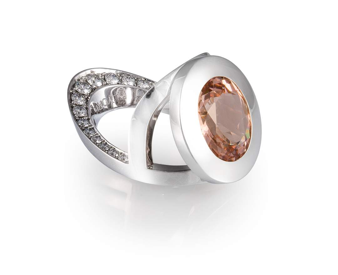 YORK Jewellery Y-Ring Princess Morganite & White Diamond