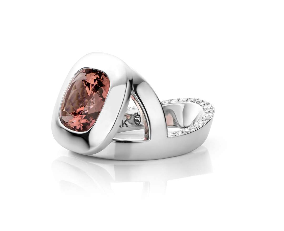 YORK Jewellery - Y-Ring Princess Pink Tourmaline & White Diamond