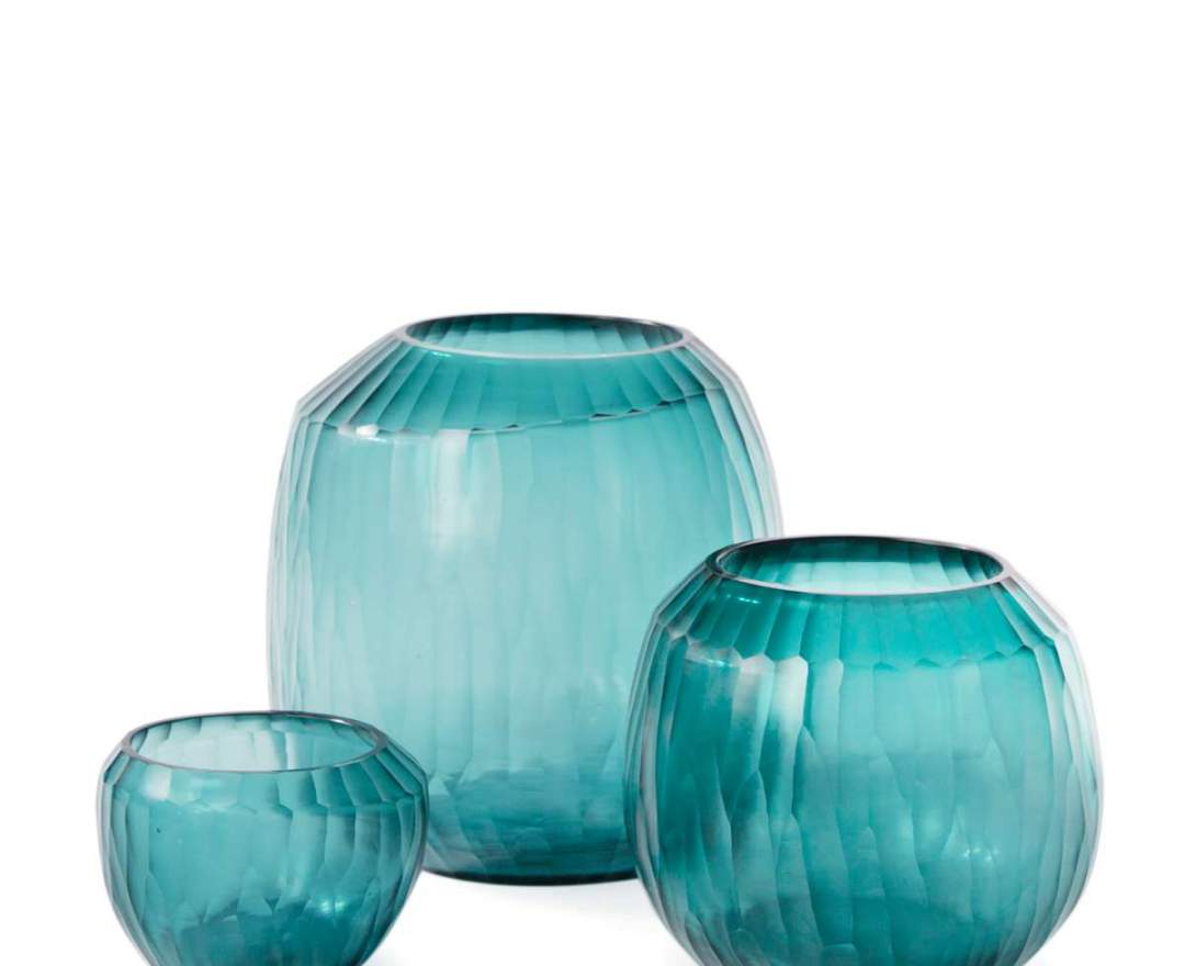 Guaxs Malia Vasen und Teelichthalter klar/petrol