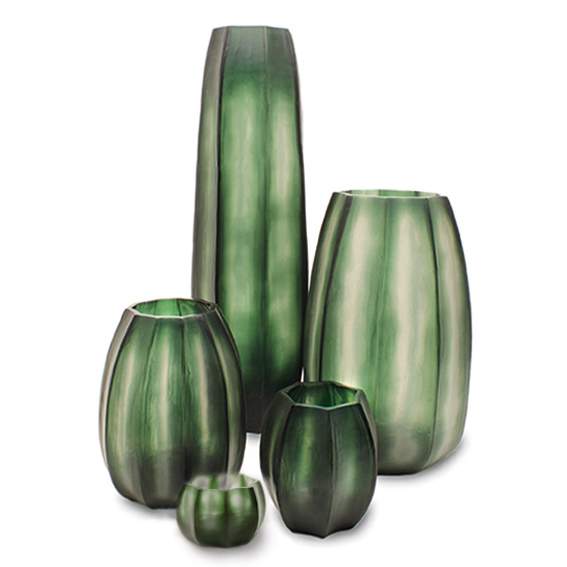 Koonam Vasen und Teelichthalter grün/schwarz stahlgrau - Teelichthalter