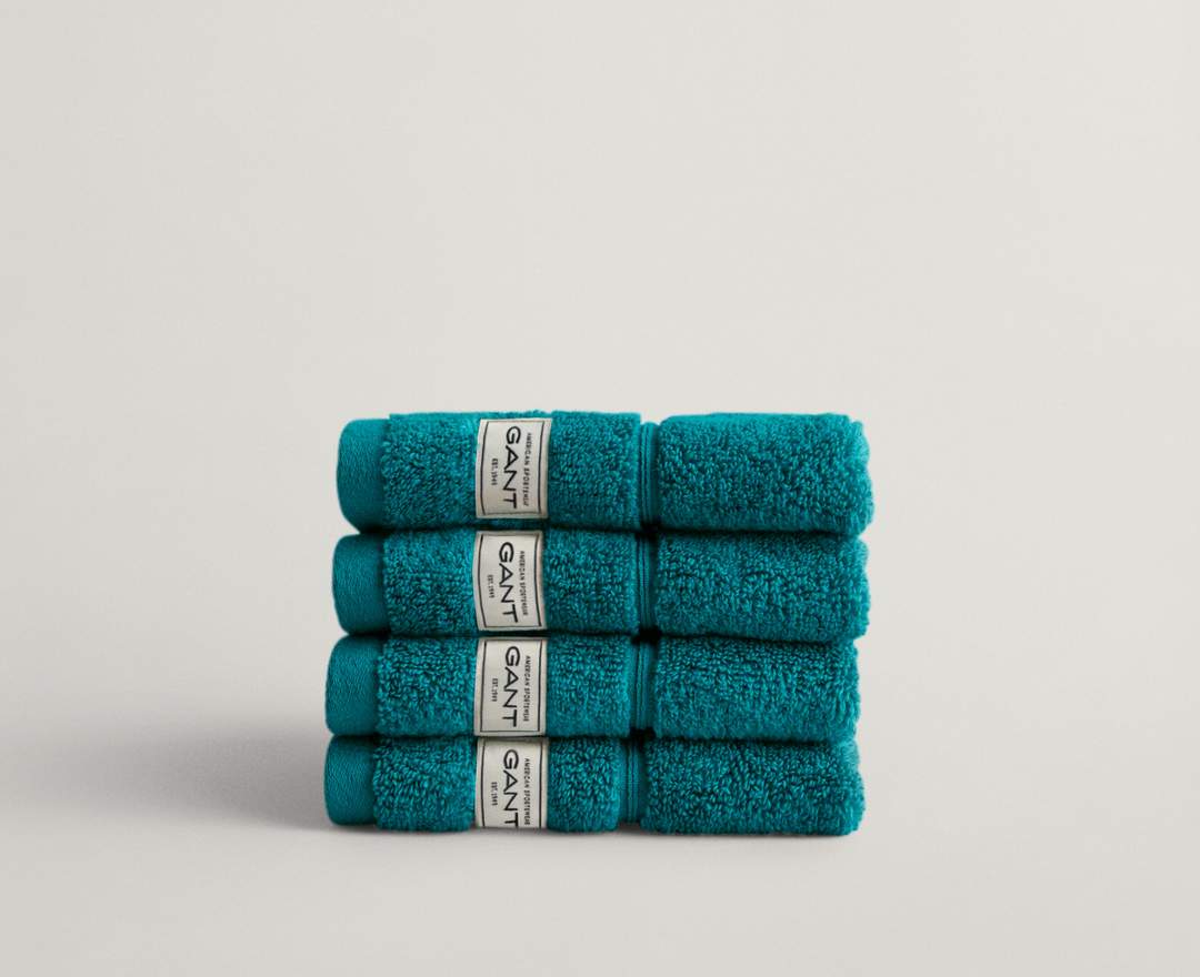 GANT HOME - Handtuch 30x30cm 4er-Set (verschiedene Farben) - ocean turquoise