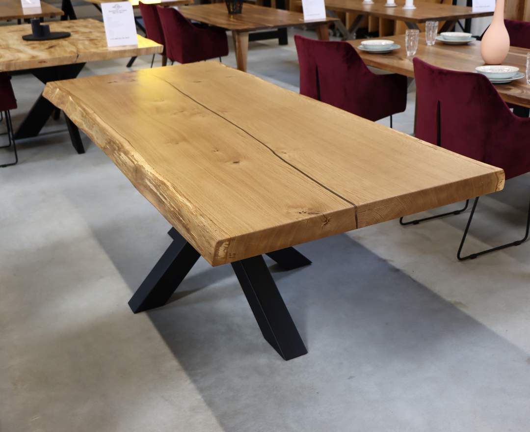 MSV-Holz Baumscheibe Eiche Rustikal Tisch 7cm Epoxy – 220×90-100cm Spider