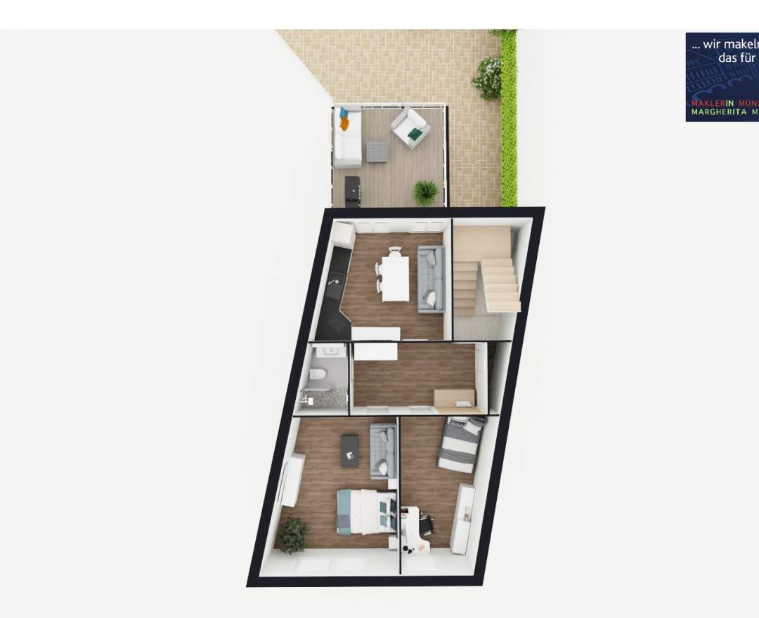 MaklerinMünster, Margherita Magri Immobilien - Kaufobjekt: WGH MIT BEZUGSFREIER WOHNUNG IN DER JÜDEFELDERSTRASSE