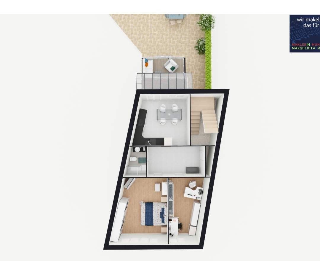 MaklerinMünster, Margherita Magri Immobilien - Kaufobjekt: WGH MIT BEZUGSFREIER WOHNUNG IN DER JÜDEFELDERSTRASSE
