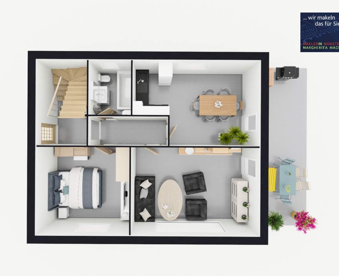 MaklerinMünster, Margherita Magri Immobilien - Kaufobjekt: IHR CHARMANTES ZUHAUSE MIT GROSSZÜGIGEM GRUNDSTÜCK UND ERWEITERUNGSPOTENZIAL