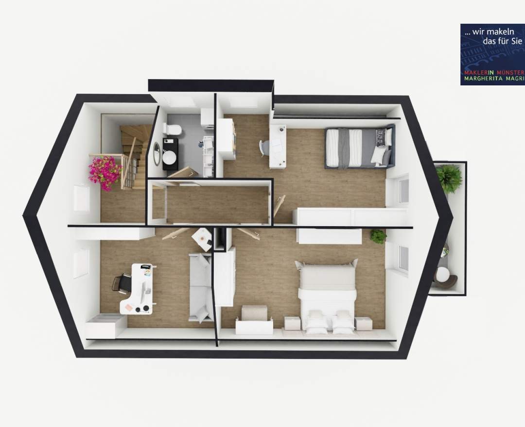 MaklerinMünster, Margherita Magri Immobilien - Kaufobjekt: IHR CHARMANTES ZUHAUSE MIT GROSSZÜGIGEM GRUNDSTÜCK UND ERWEITERUNGSPOTENZIAL