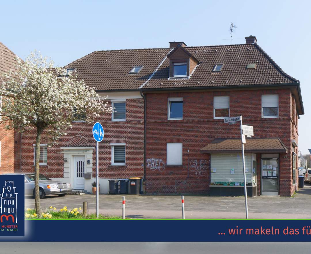 MaklerinMünster, Margherita Magri Immobilien Kaufobjekt: NEUER PREIS! WOHN- UND GESCHÄFTSHAUS AN DER GARTENSTRASSE