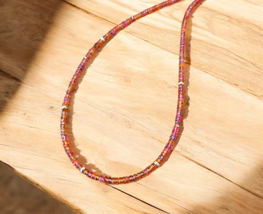 Goldschmiede Goldstück Mandaringranatcollier mit 585er Gelbgold
