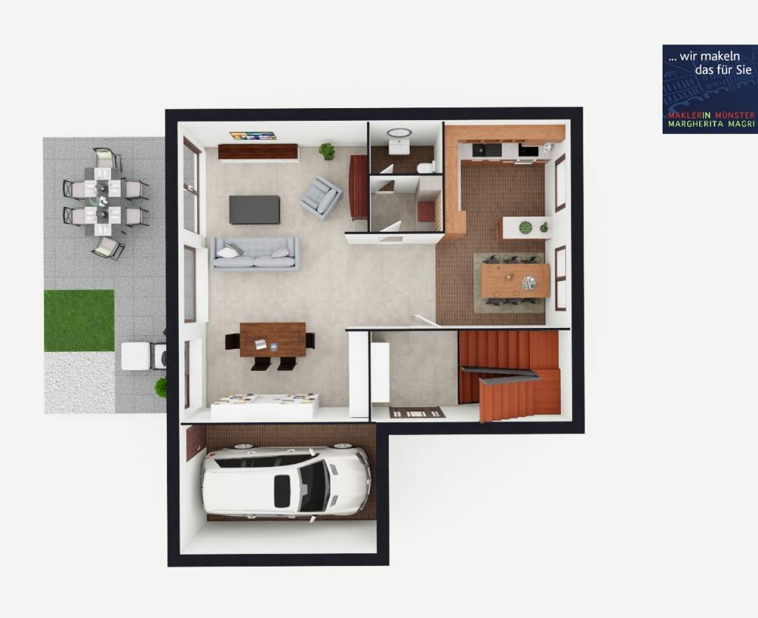 MaklerinMünster, Margherita Magri Immobilien - Kaufobjekt: LIEBENSWERTE DHH MIT VIEL PLATZ IN FAMILIENWOHNLAGE VON WAF!