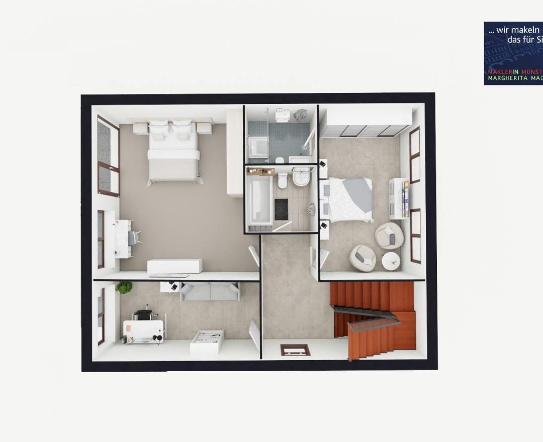MaklerinMünster, Margherita Magri Immobilien - Kaufobjekt: LIEBENSWERTE DHH MIT VIEL PLATZ IN FAMILIENWOHNLAGE VON WAF!