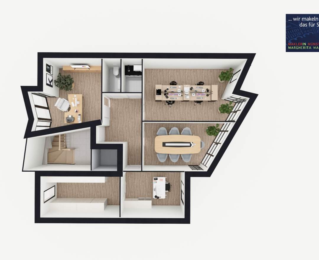 MaklerinMünster, Margherita Magri Immobilien - Mietobjekt: MODERNE UND HELLE BÜROFLÄCHE IN ZENTRALER LAGE