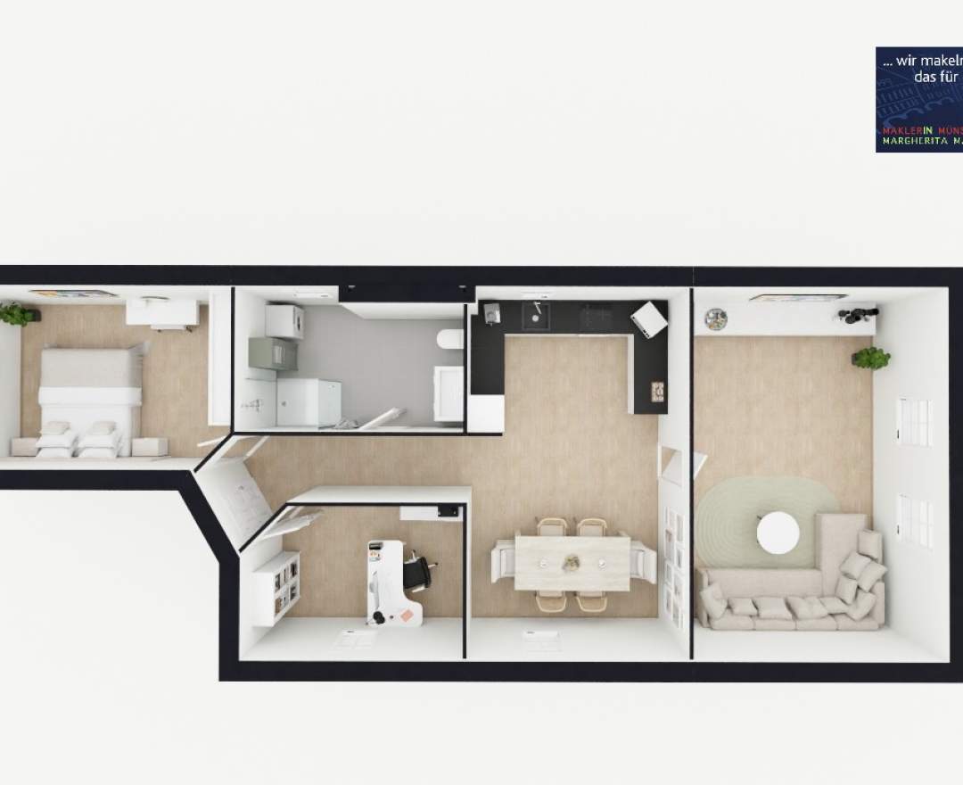 MaklerinMünster, Margherita Magri Immobilien - Mietobjekt: SANIERTE DG-WOHNUNG MIT STELLPLATZ AM SPIEKERHOF!