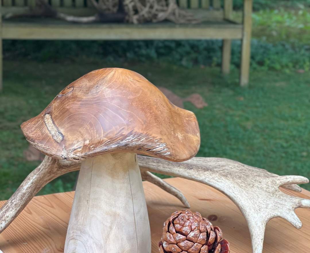 Geweihalm Pilz aus Massivholz