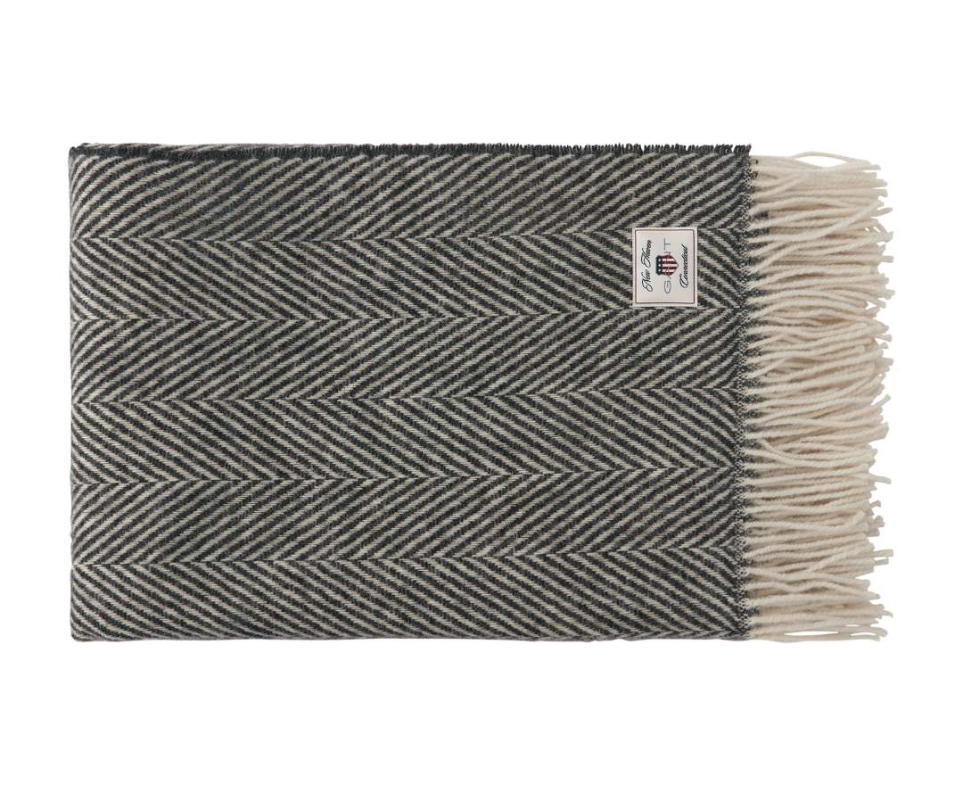 GANT HOME Wolldecke mit Fischgrätmuster 130x200cm