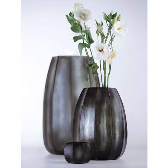 Koonam Vasen und Teelichthalter indigo/smokegrey - Vase M