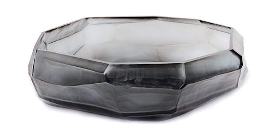 Guaxs - Cubistic Vasen und Teelichthalter indigo/smokegrey - Schale