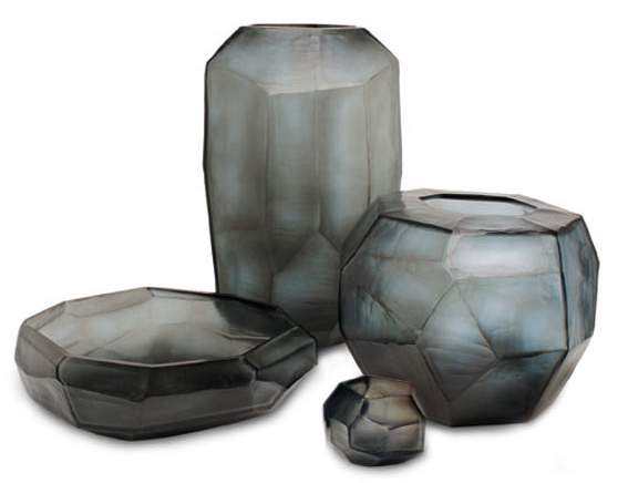 Cubistic Vasen und Teelichthalter indigo/smokegrey - Teelichthalter