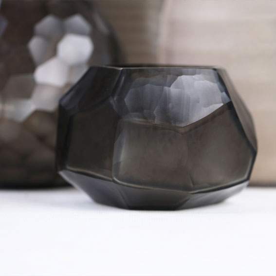 Cubistic Vasen und Teelichthalter indigo/smokegrey - Teelichthalter