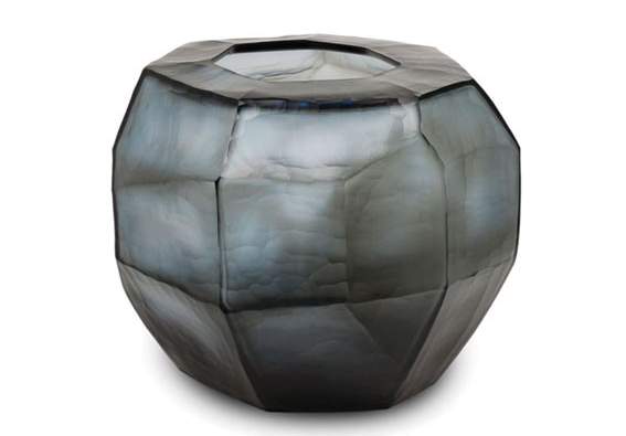 Cubistic Vasen und Teelichthalter indigo/smokegrey - Vase rund