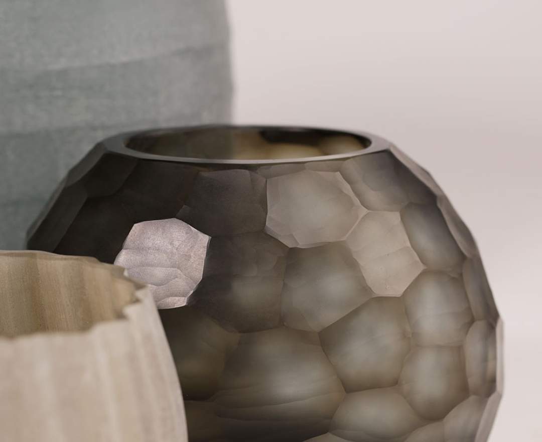 Somba Vasen und Teelichthalter indigo/smokegrey - Vase M