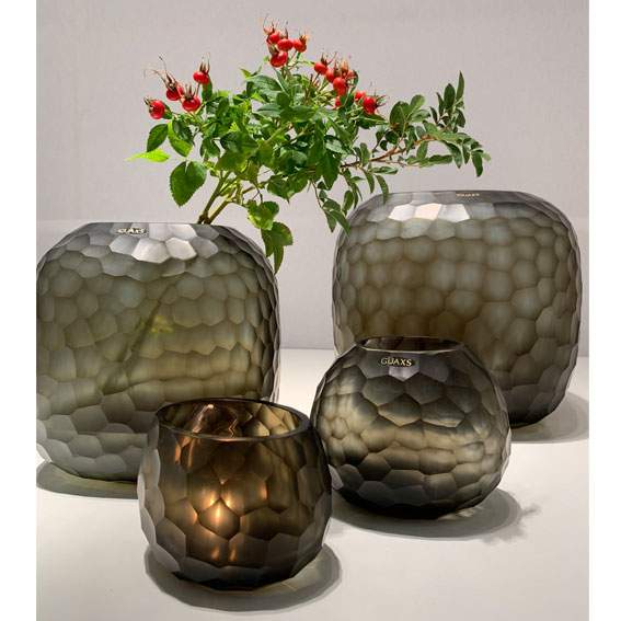 Somba Vasen und Teelichthalter indigo/smokegrey - Vase S