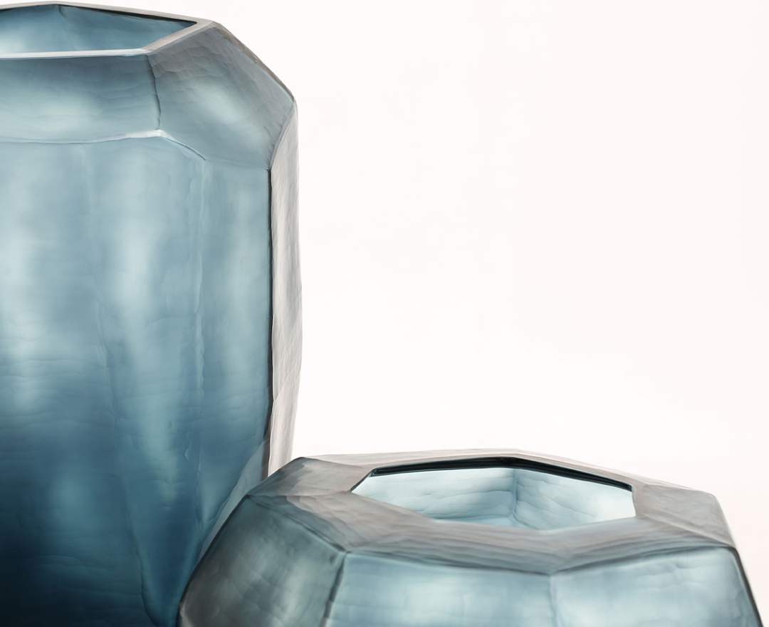 Cubistic Vasen und Teelichthalter ocean blue/indigo - Vase hoch