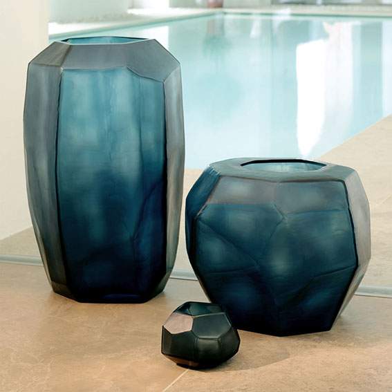 Cubistic Vasen und Teelichthalter ocean blue/indigo - Vase rund