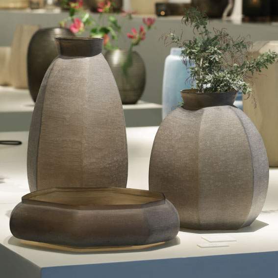 Karakol Vasen und Schale smokegrey - Vase rund