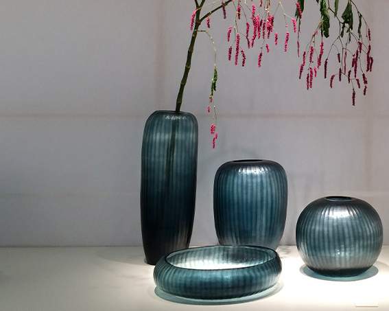 Gobi Vasen und Schale ocean blue/indigo - Vase rund