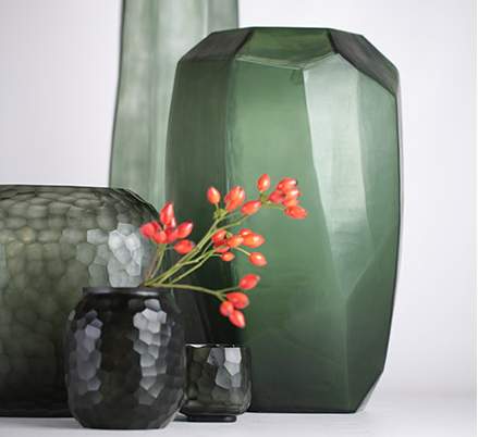 Cubistic Vasen und Teelichthalter black steelgrey - Vase hoch