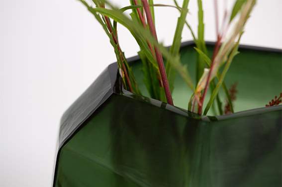 Cubistic Vasen und Teelichthalter black steelgrey - Vase rund