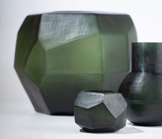 Cubistic Vasen und Teelichthalter black steelgrey - Vase rund