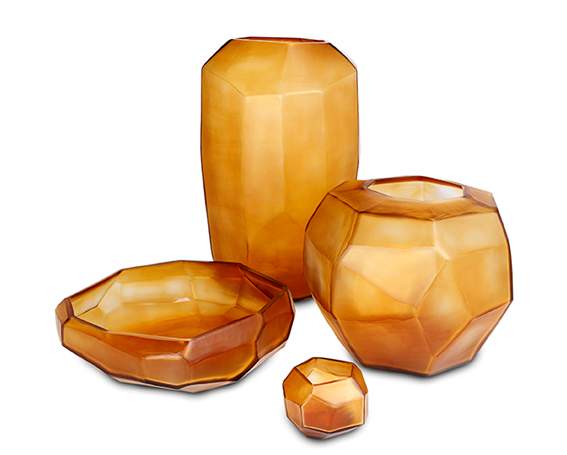 Guaxs Cubistic Vasen und Teelichthalter clear/gold